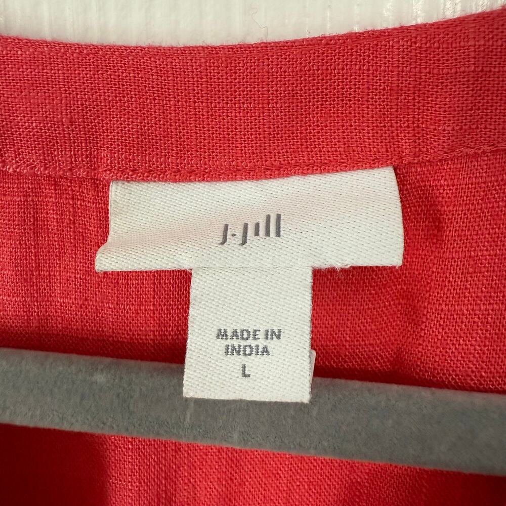 J.Jill Women's Coral Linen Blend Button Front Dress Size Large - Picture 9 of 14